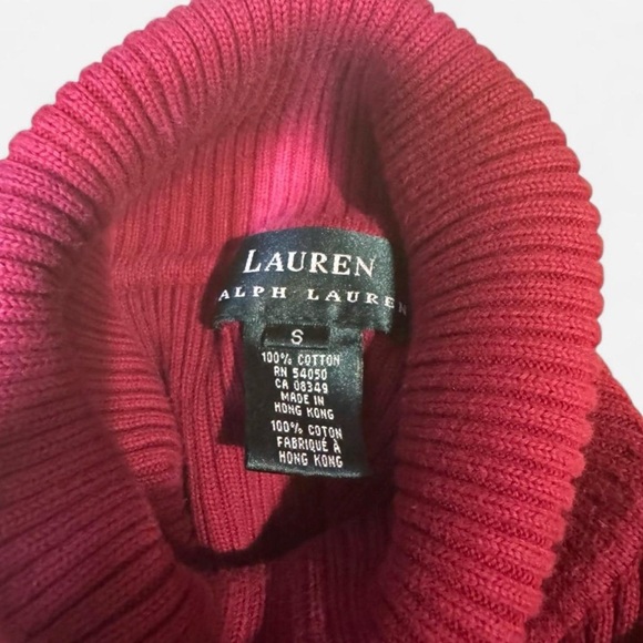 Vintage Lauren Ralph Lauren Ribbed Turtleneck Sweater - Red, Size Small - Picture 4 of 7